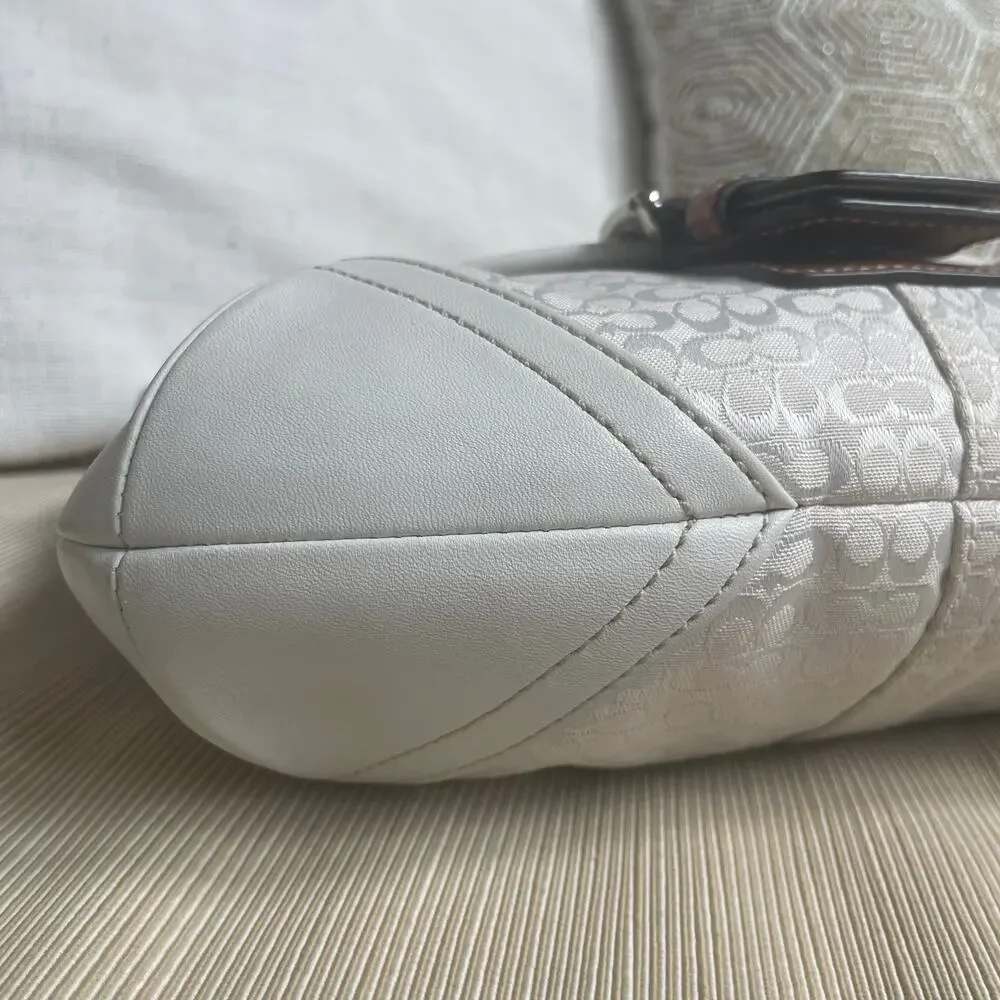 Coach Soho Mini White Signature Flap Bag | 12303 Jacquard & Leather Y2K